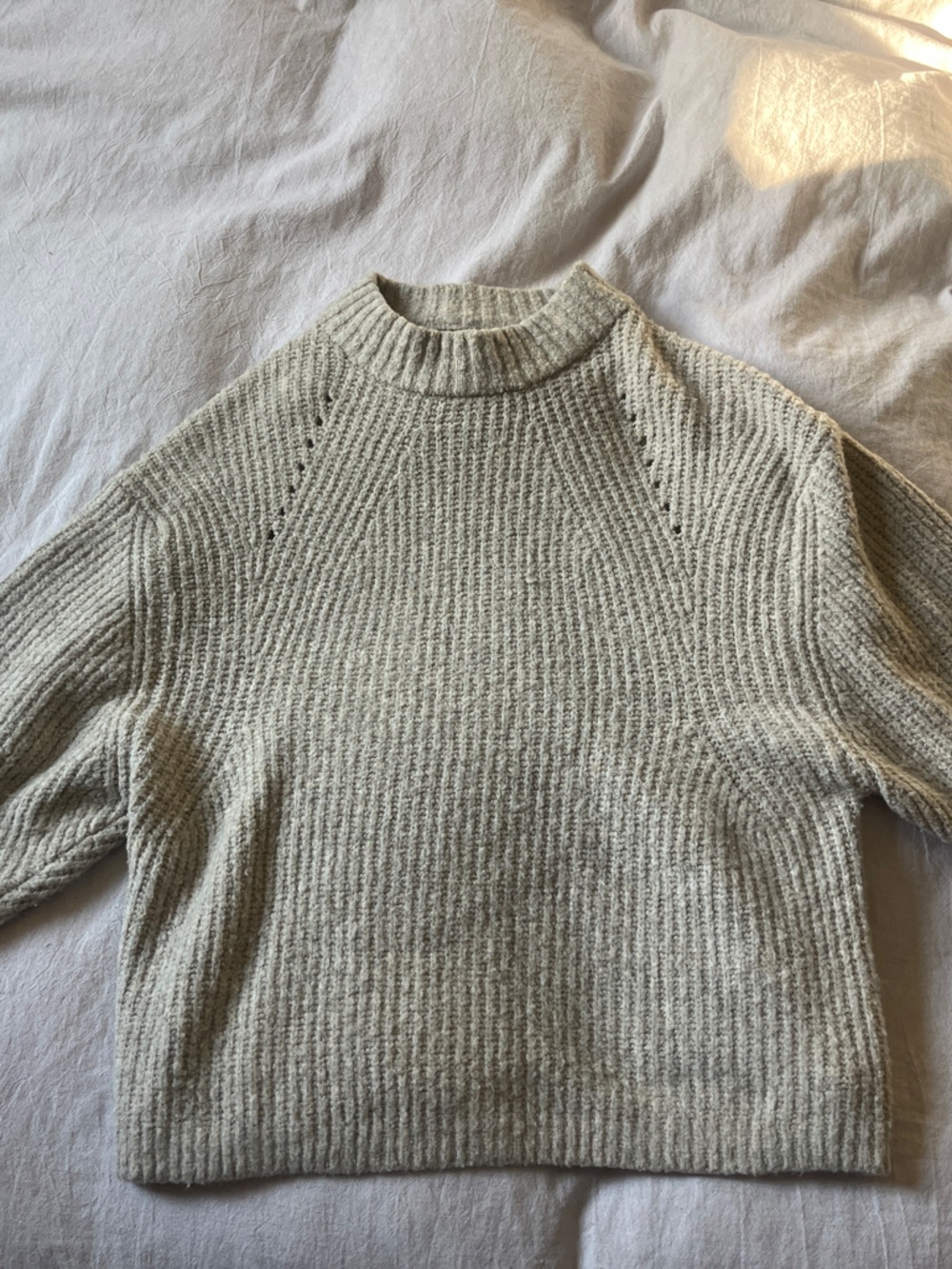 Prologue Cream Ribbed Crewneck Sweater